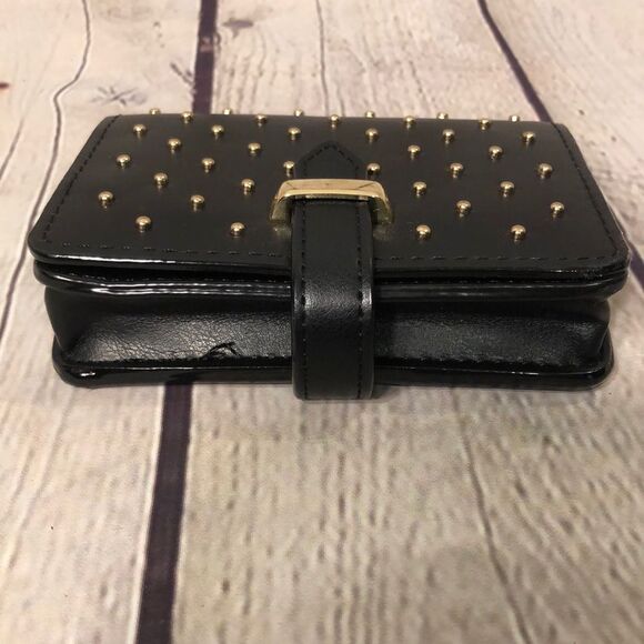 Ladies Black Wallet With Goldtone Studs New Without Tags - Picture 4 of 8